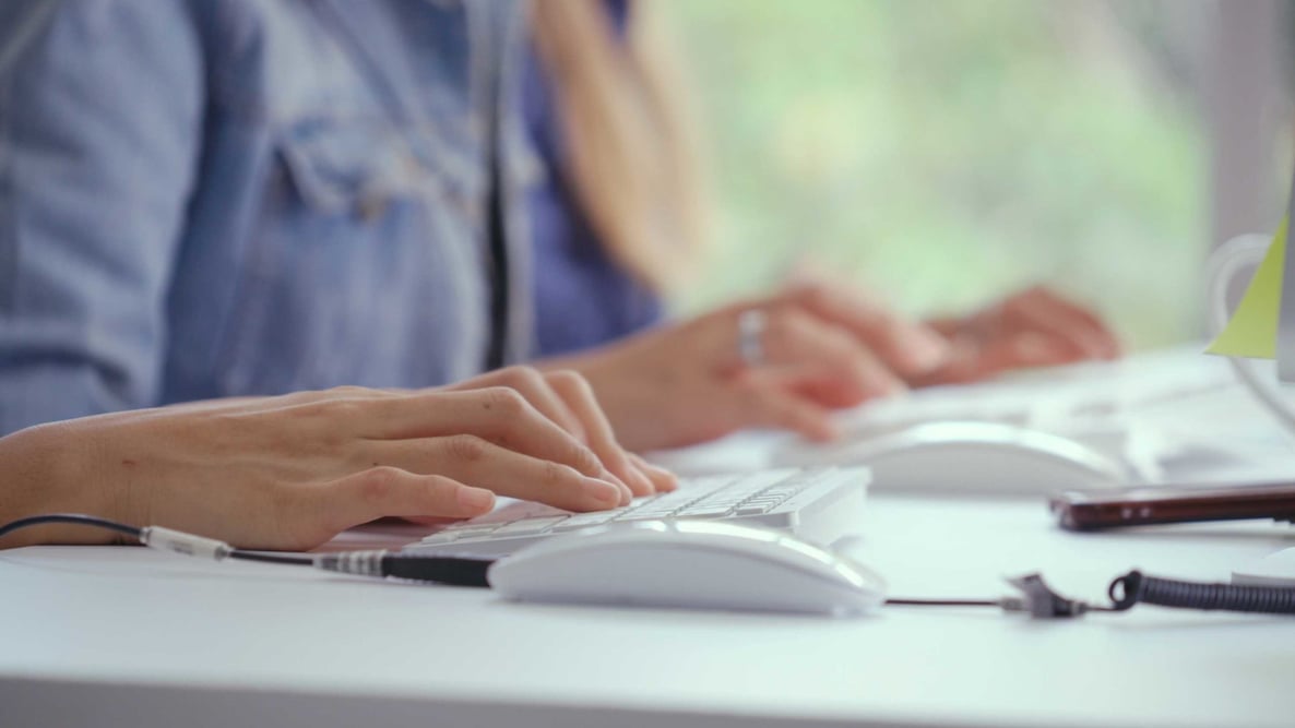 Image of an employee doing small business payroll using online payroll software