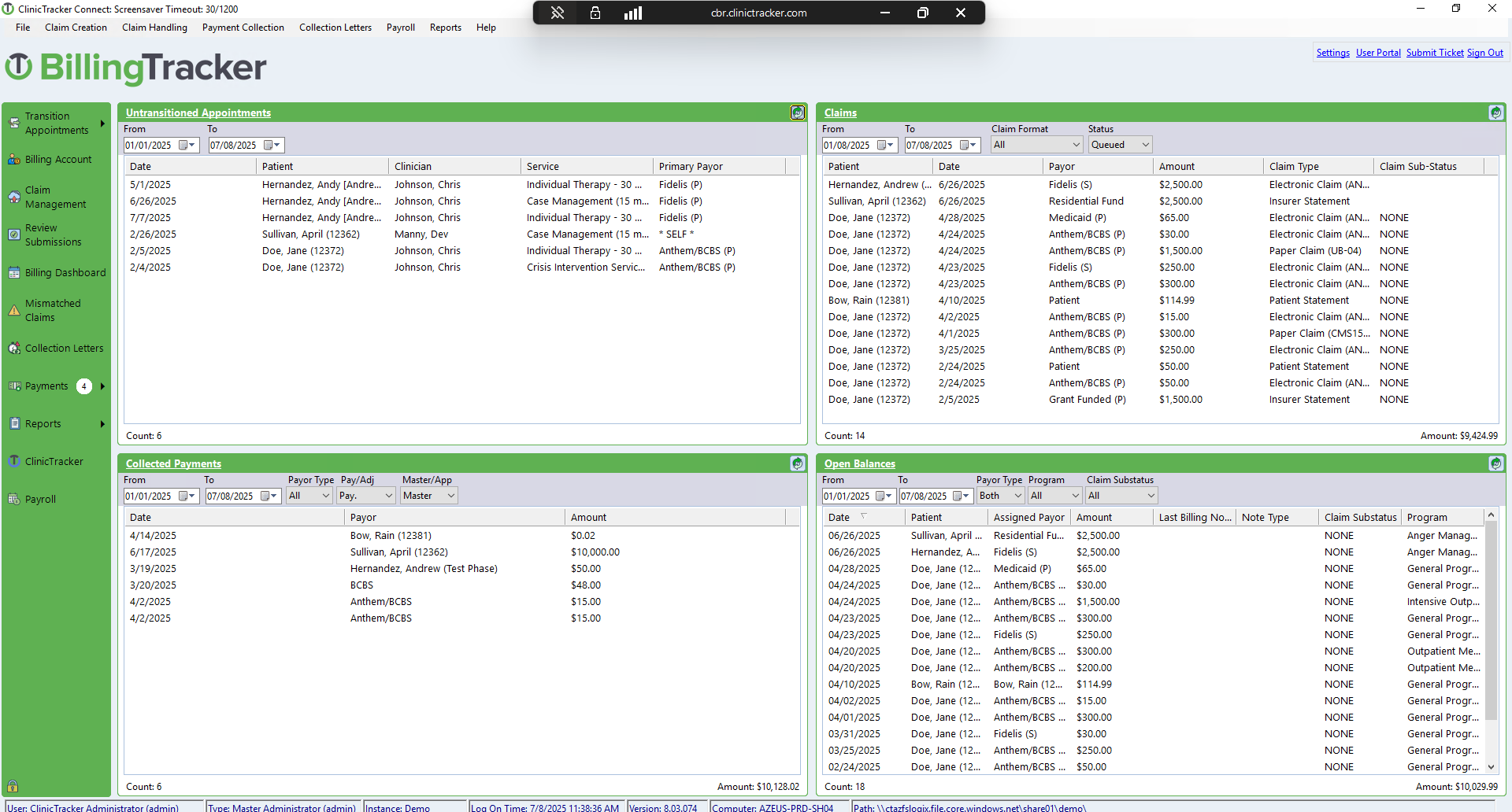 Screenshot of BillingTracker