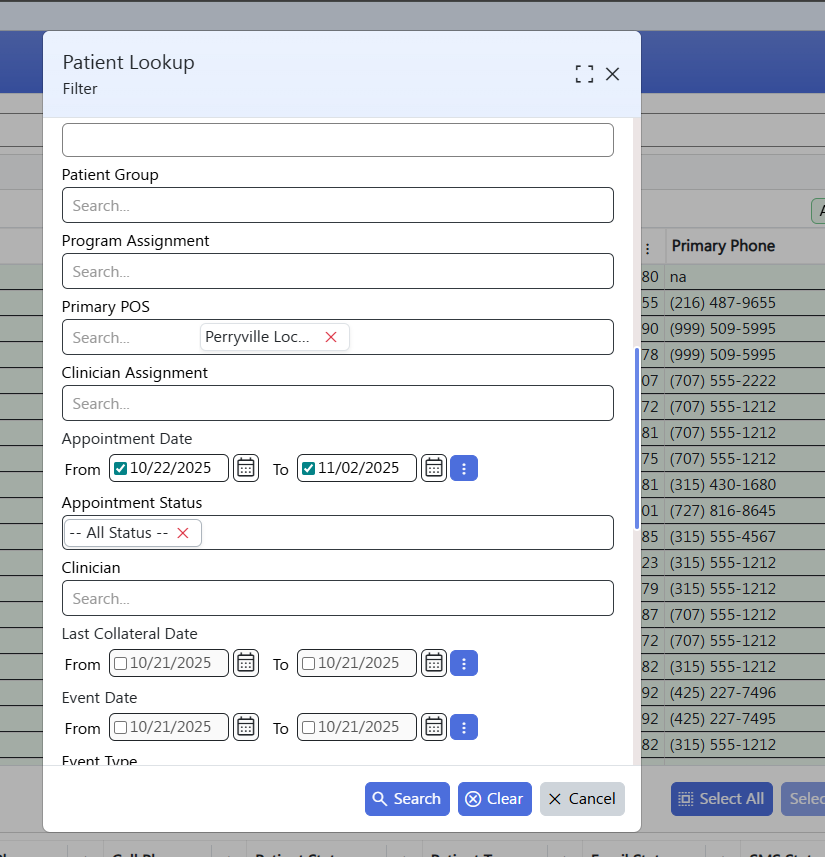 Screenshot of Campaign Builder - patient lookup