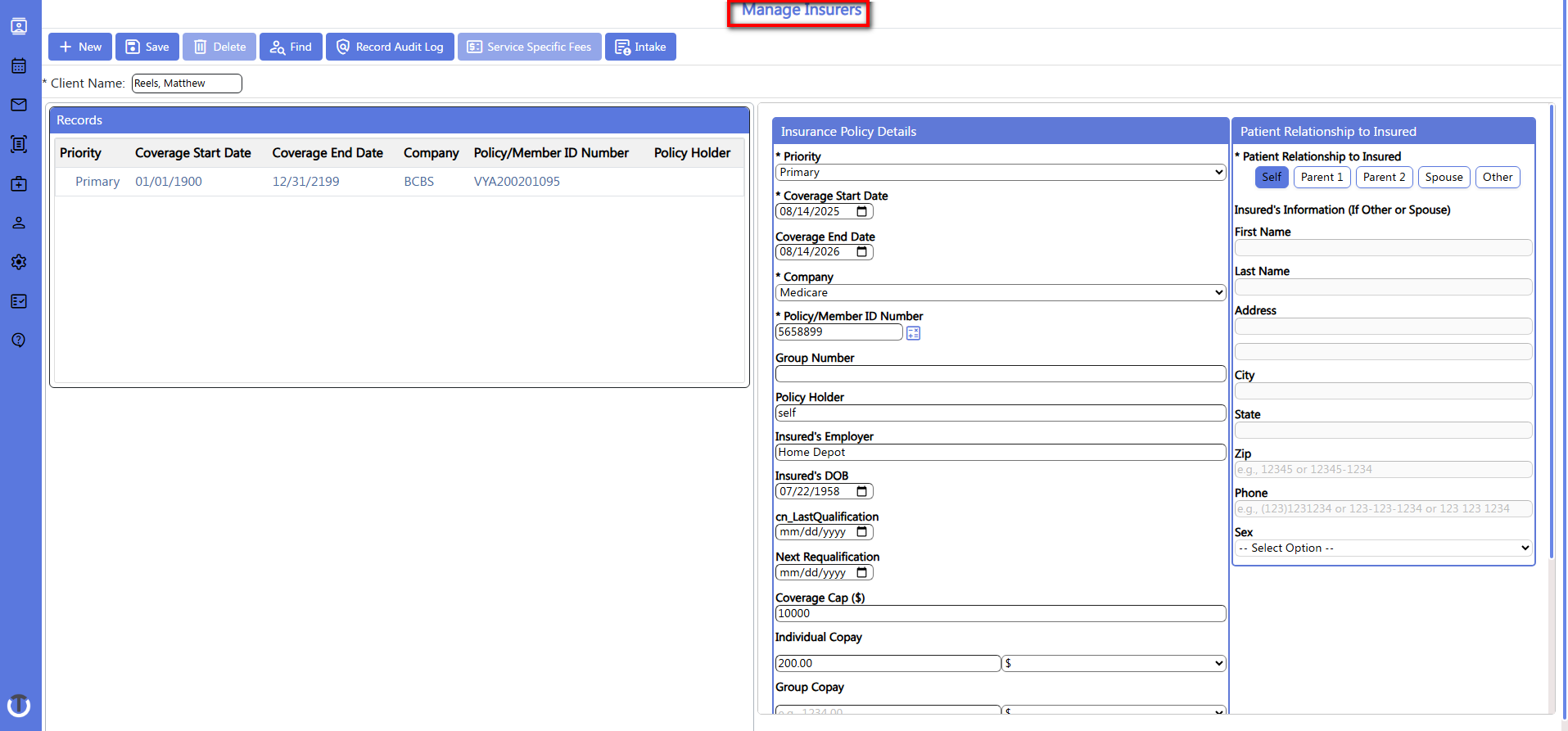 Screenshot of demographics_manage insurers