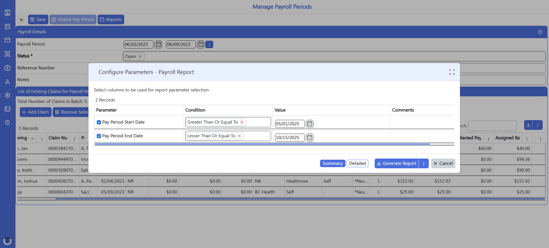 screenshot of payroll management 2