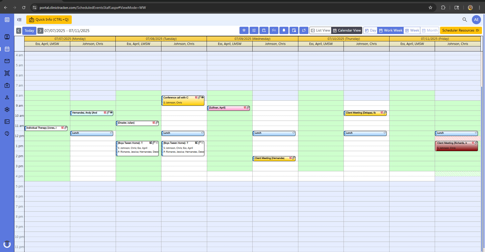 screenshot of scheduler - overview