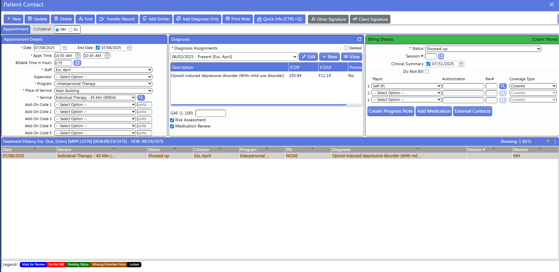 screenshot of scheduler - create linked appointment