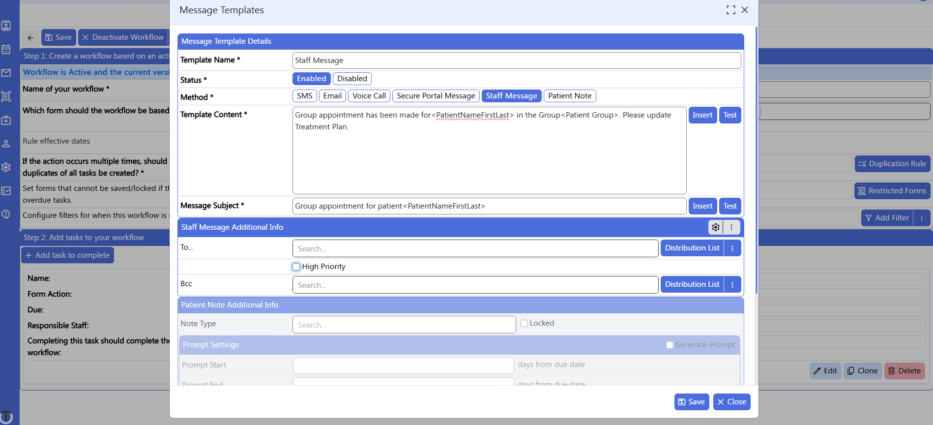 screenshot of workflow builder - smartflow template messages