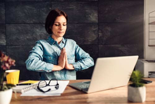 Mental health practitioners, like the one shown here, can practice meditation to combat forms of therapist burnout like compassion fatigue or emotional exhaustion