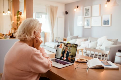 A healthcare provider is able to facilitate prescription drug plans while accessing a patient's electronic medical record during a telehealth appointment